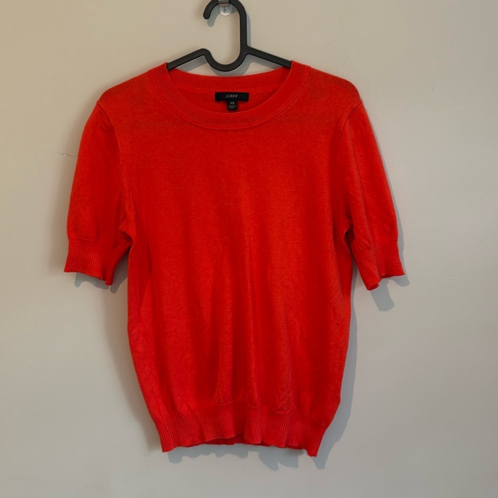 J. Crew Red Short Sleeve Blouse